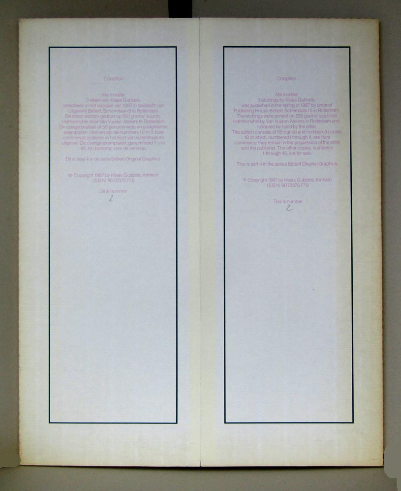 Klaas Gubbels, Ma Modèla (1987), 3 Kleuretsen - Afbeelding 8