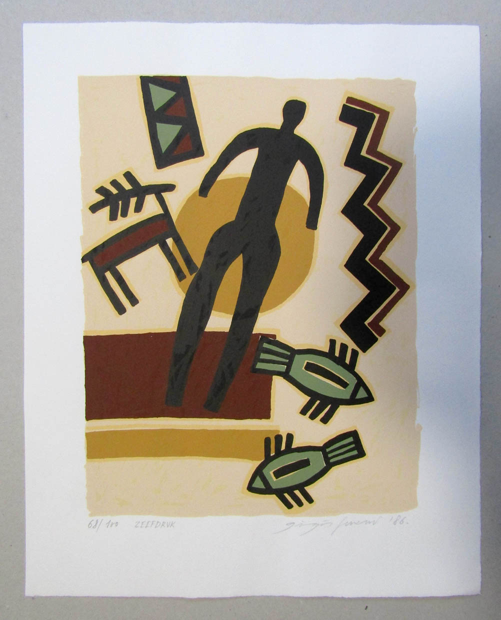 Ferenc Gögös, Zonder titel, kleurenzeefdruk (1986) - Afbeelding 2