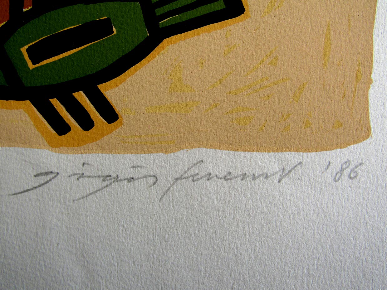 Ferenc Gögös, Zonder titel, kleurenzeefdruk (1986) - Afbeelding 4