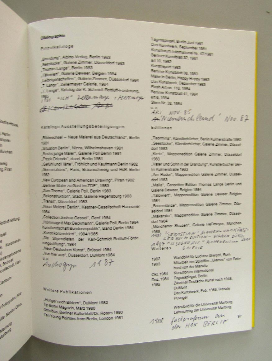Thomas Lange, Gemalde und Zeichnungen, Katalogus 1985 - Afbeelding 3