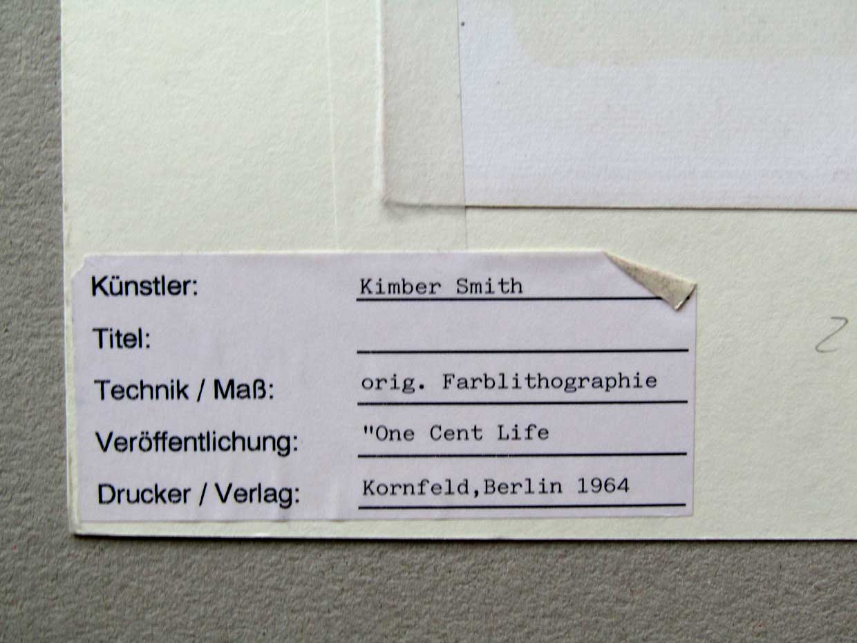 Kimber Smith, Kleurenlitho uit ’One Cent Life’, in passe partout, 1964 - Afbeelding 4