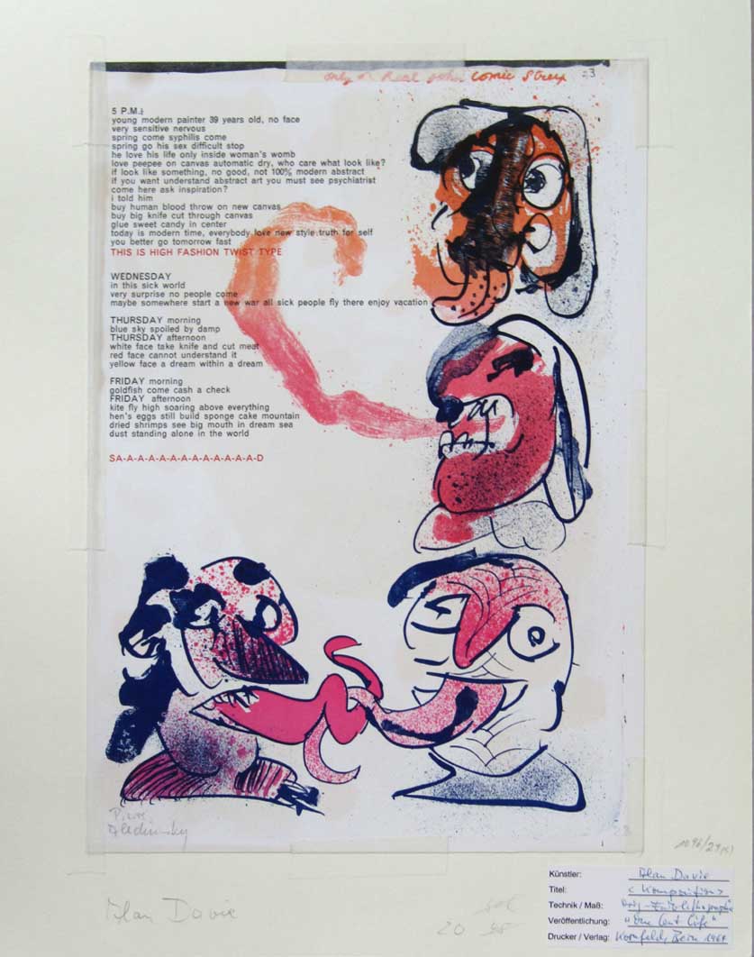 Alan Davie, Pierre Alechinsky, twee kleurenlitho's uit ’One Cent Life’