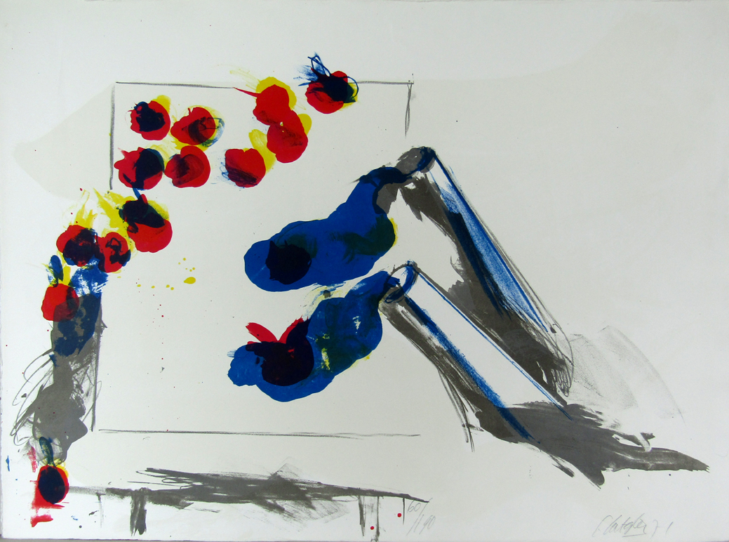Ger Lataster, ‘Zonder titel’, kleurenlitho, 1971